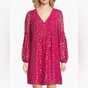 NWT Lilly Pulitzer Cleme Pink and Gold Silk Dress
